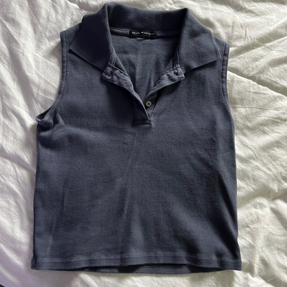 brandy Melville collared crop top - blue